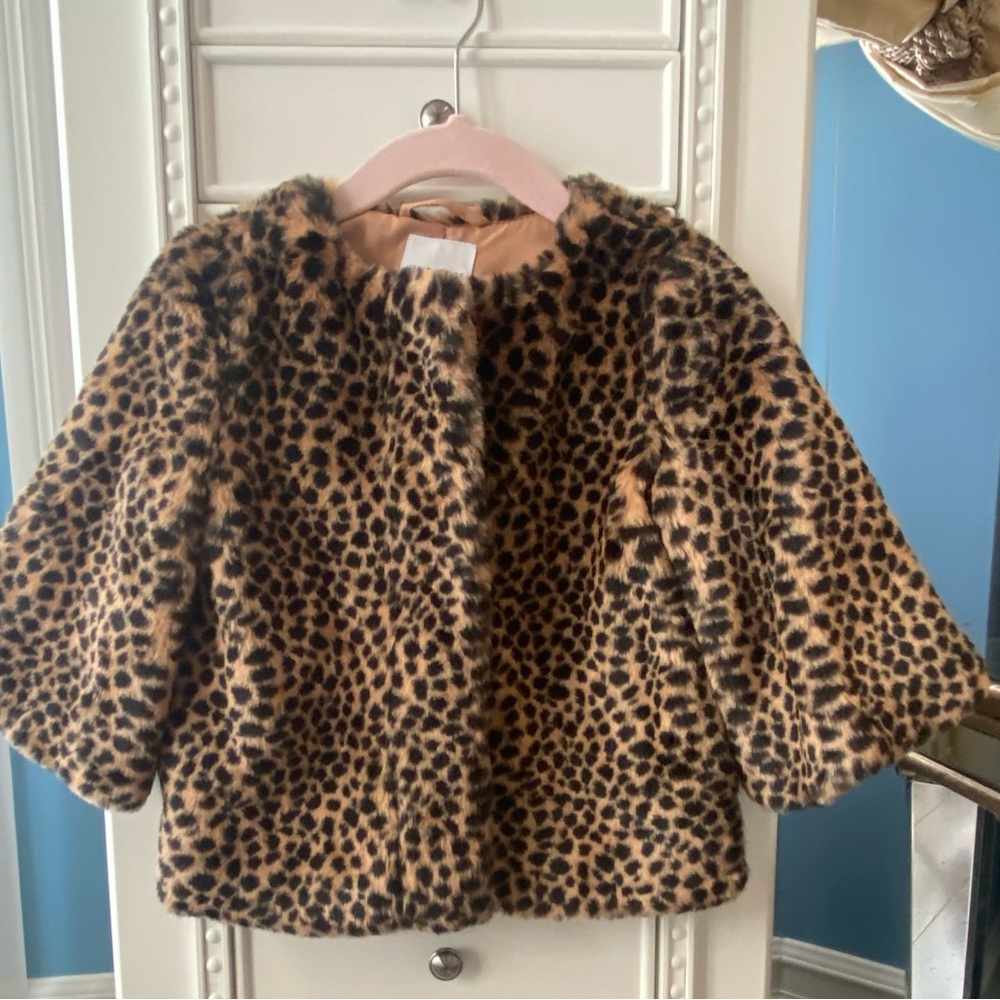 Janie and Jack Animal Print Faux Fur Cape Coat